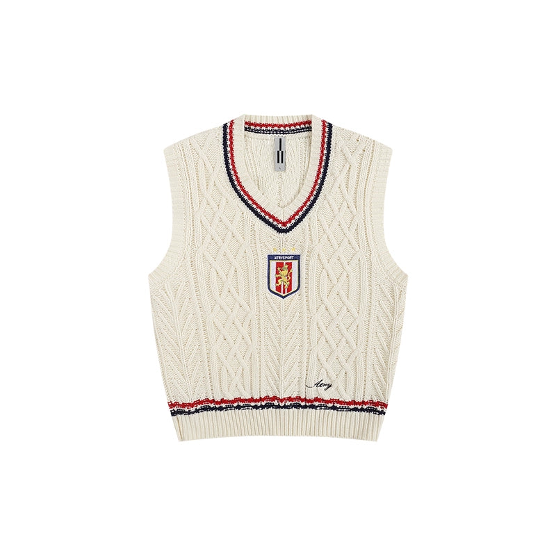 ATRY Badge Embroidered Contrasting Sweater Vest