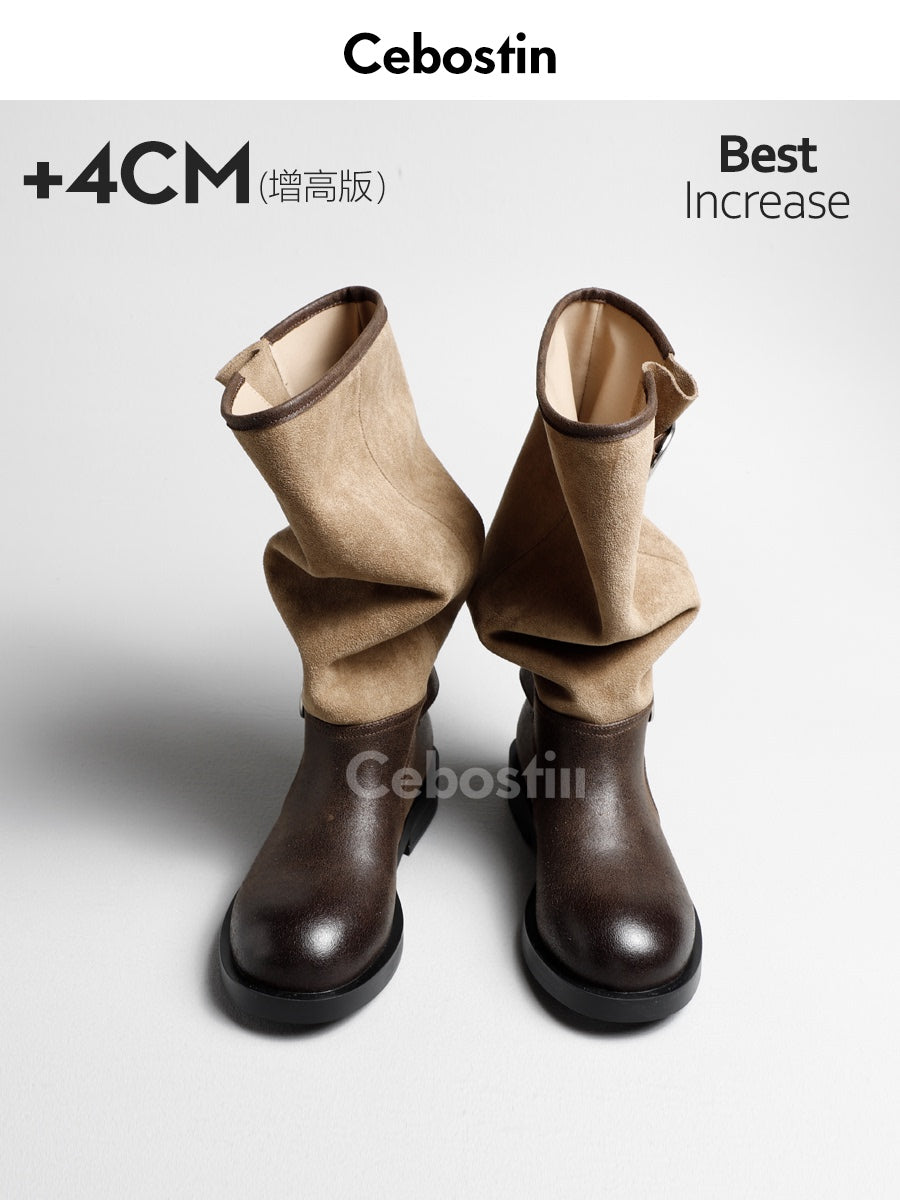 Cebostin Retro Heightened Version Contrasting Martin Boots