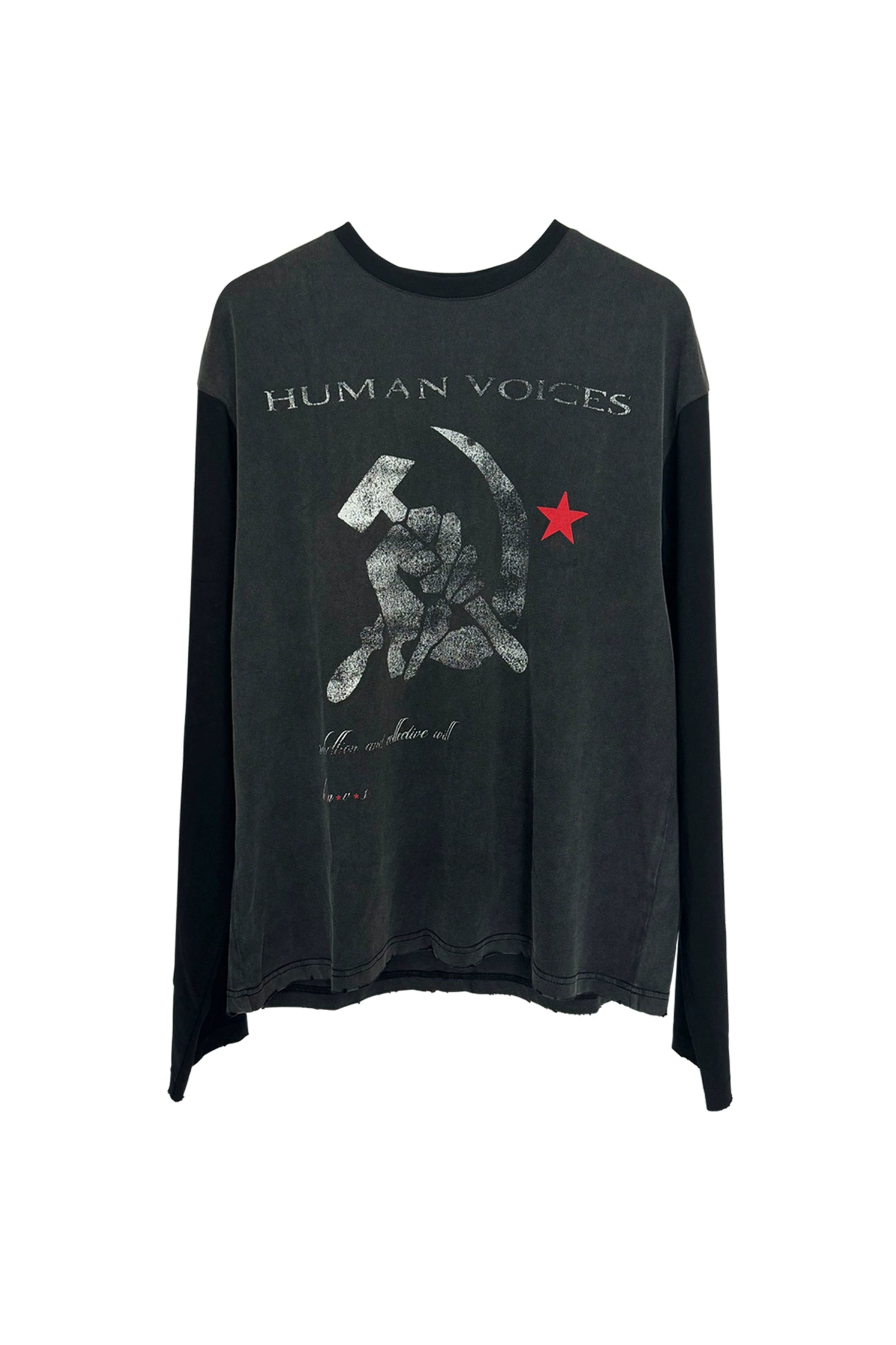 Human Patch Embroidery Printing Splicing Long Sleeve