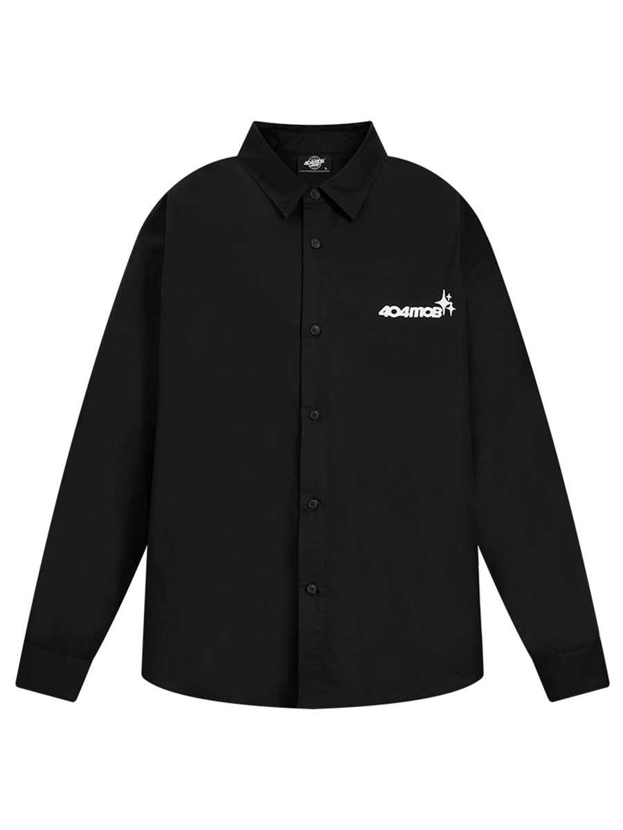 404MOB Embroidery Contrast Color Long Sleeve Shirt