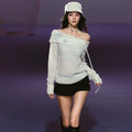 AGAM Hot Diamond Lazy Shoulder Knitted Sweater