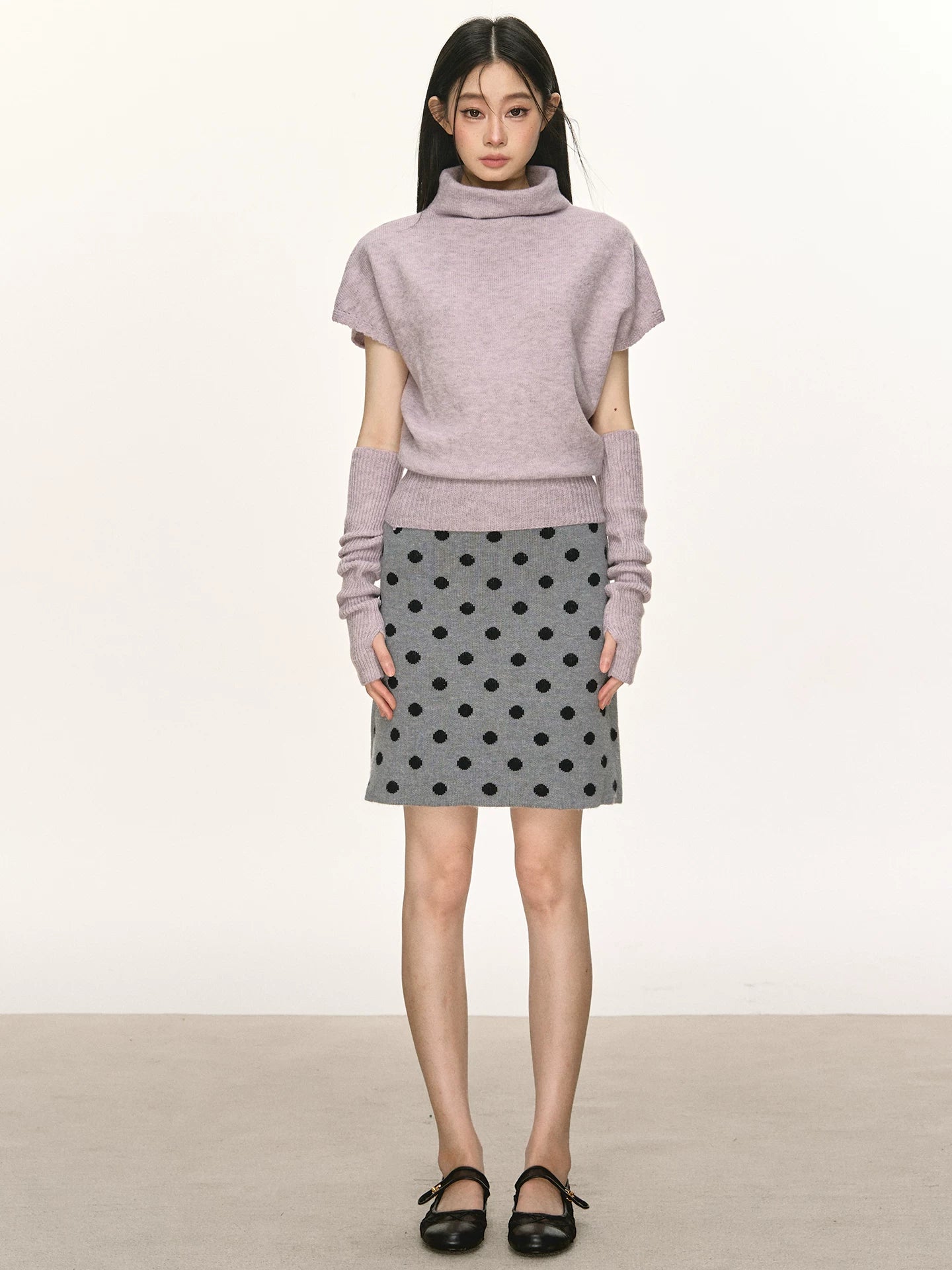 Anna Aneae Vintage Polka Dot Knitted Skirt