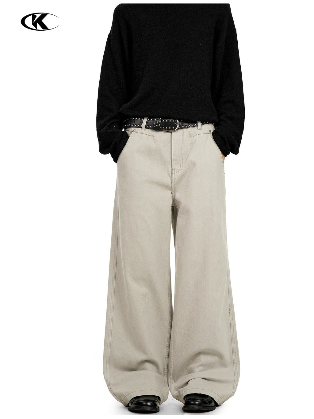 11KN Pleated Silhouette Loose and Thin Straight Jeans