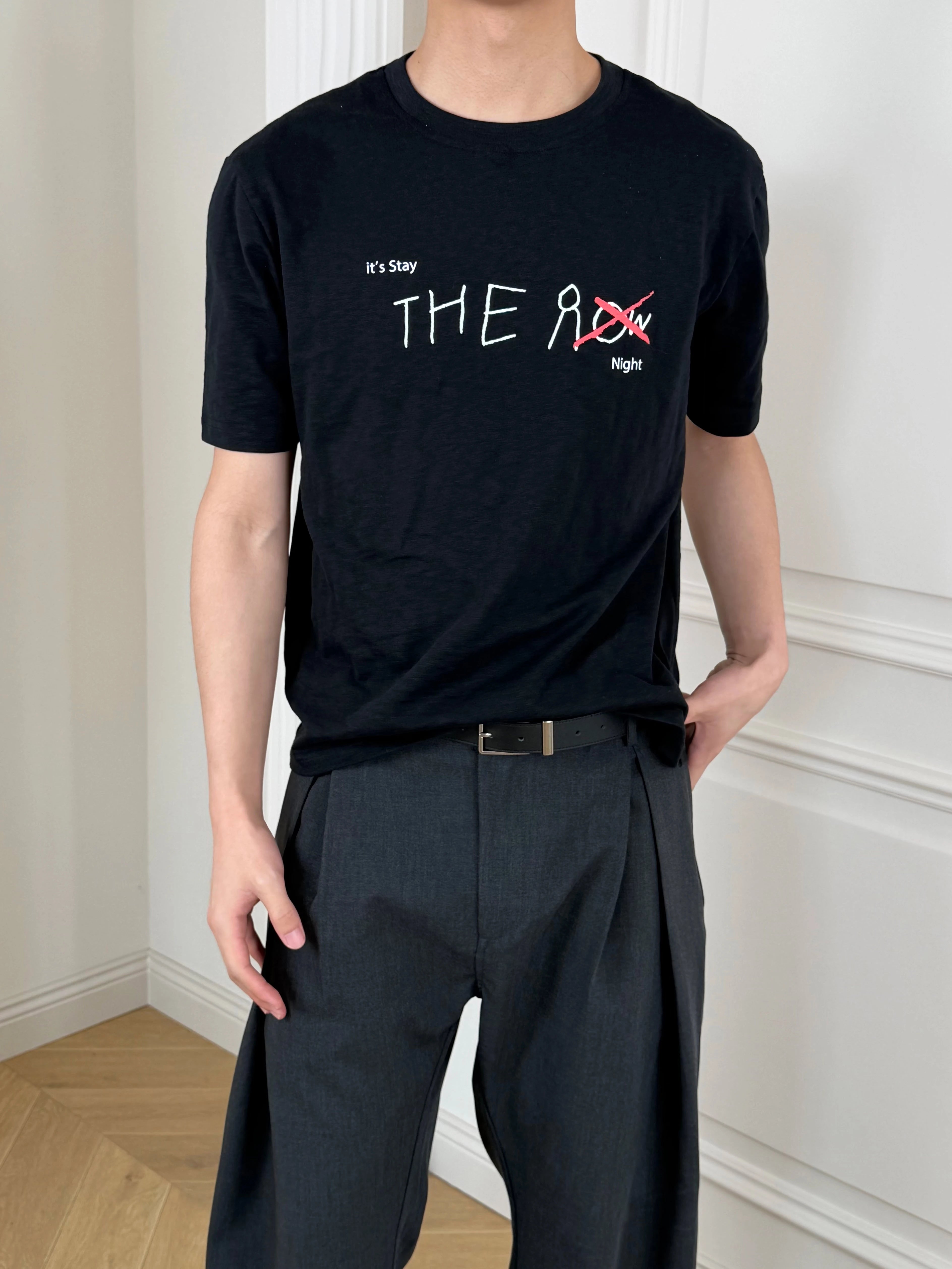 Stay The Night Simple Casual Shoulder Versatile Tee