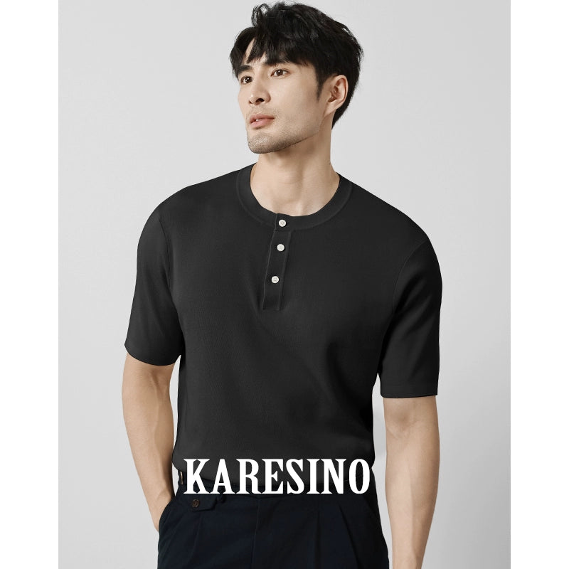 KARESINO Henry Collar Business Knitted Polo Shirt