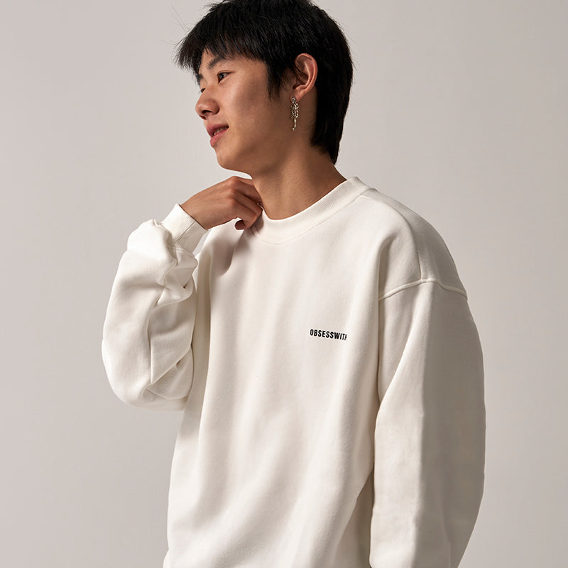 OBSESSWITH Basic Letter Printed Crew Neck Sweater