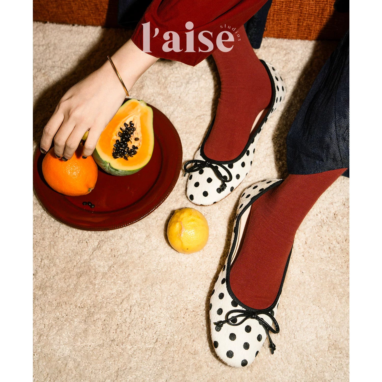 L'aise Vintage Polka Dot Flat Versatile Shoes