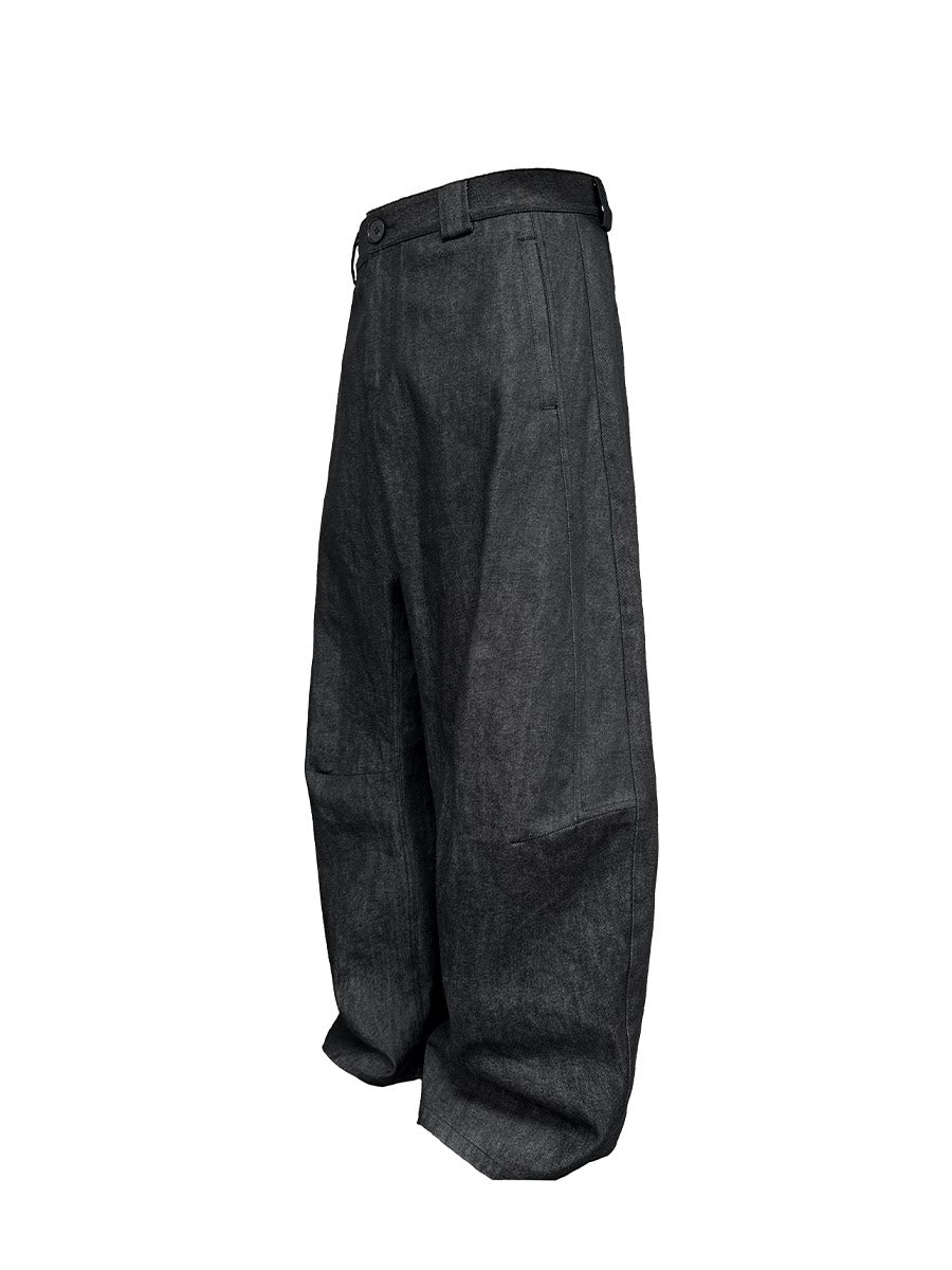 JCAESAR Pleated Double-sided Wide-leg Jeans