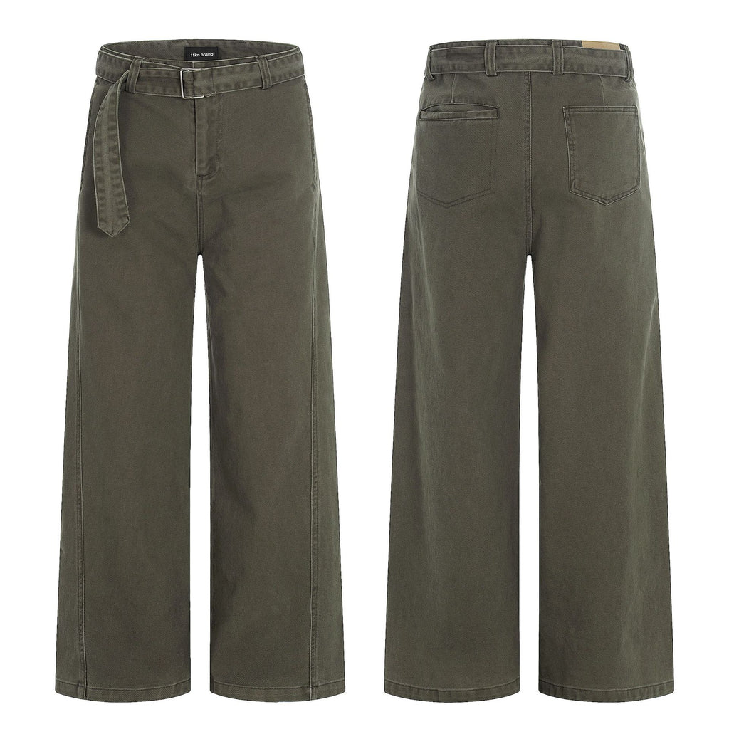 11KN Straight Tube Personalized Belt Simple Casual Pants