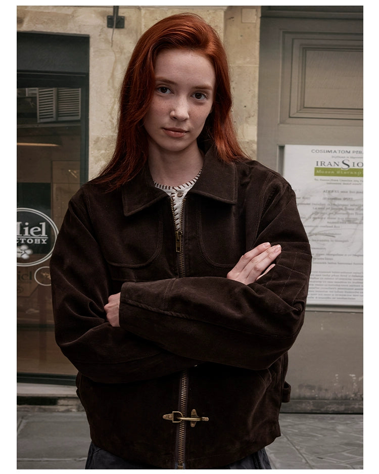 MADWITCH imitation suede short jacket women's edition