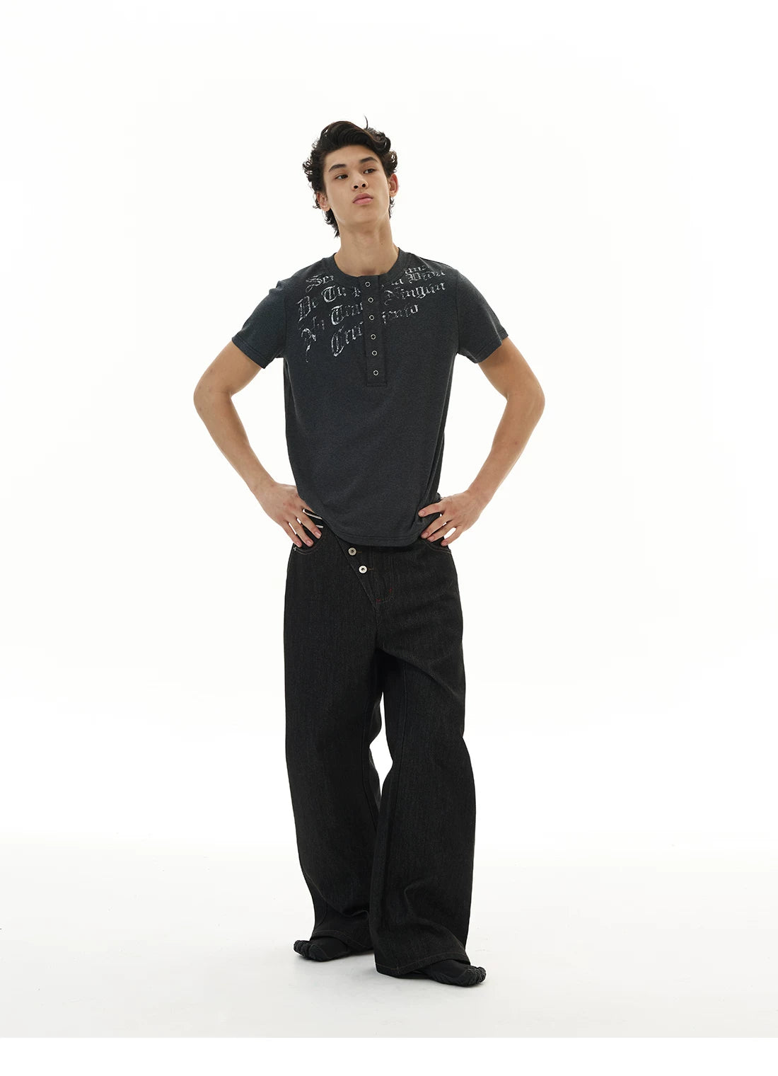 WLNEXT Front Shoulder Premium Sense Henry Collar Tee