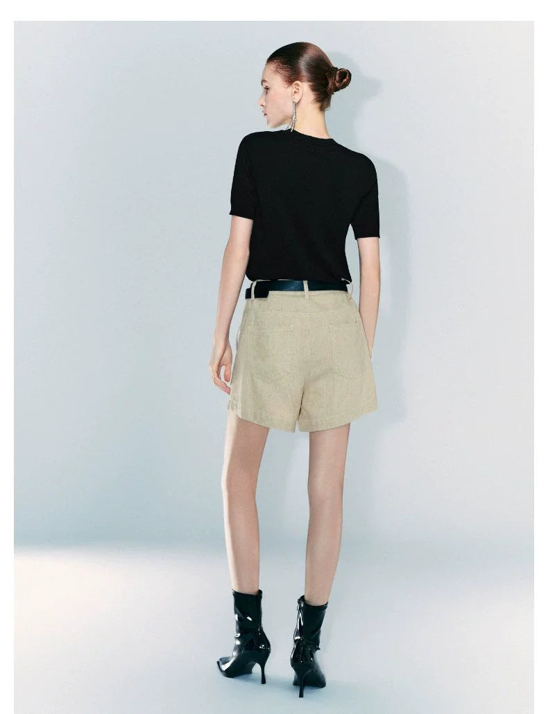 URBAN REVIVO Casual Texture Versatile Denim Shorts