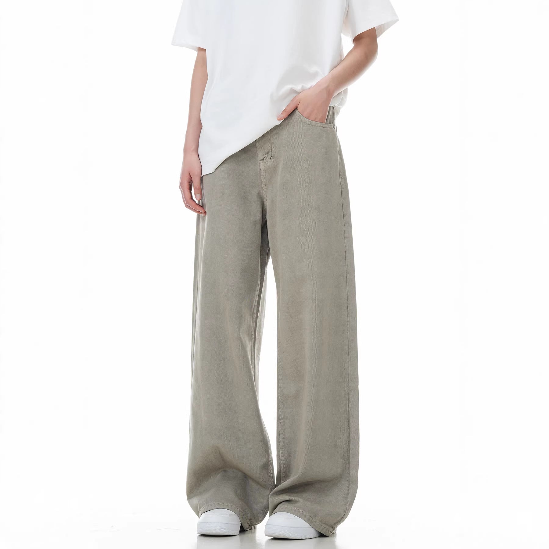 11KN Retro Straight Loose Casual Wide-leg Floor Pants