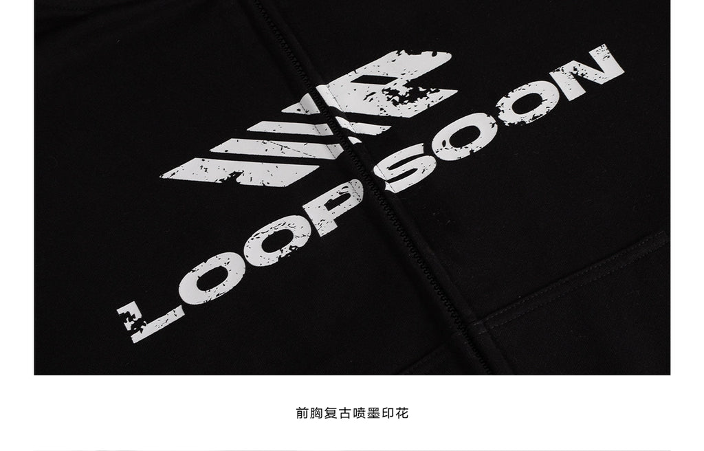 Loopsoon Chest Vintage Printed Zip Cardigan Sweater