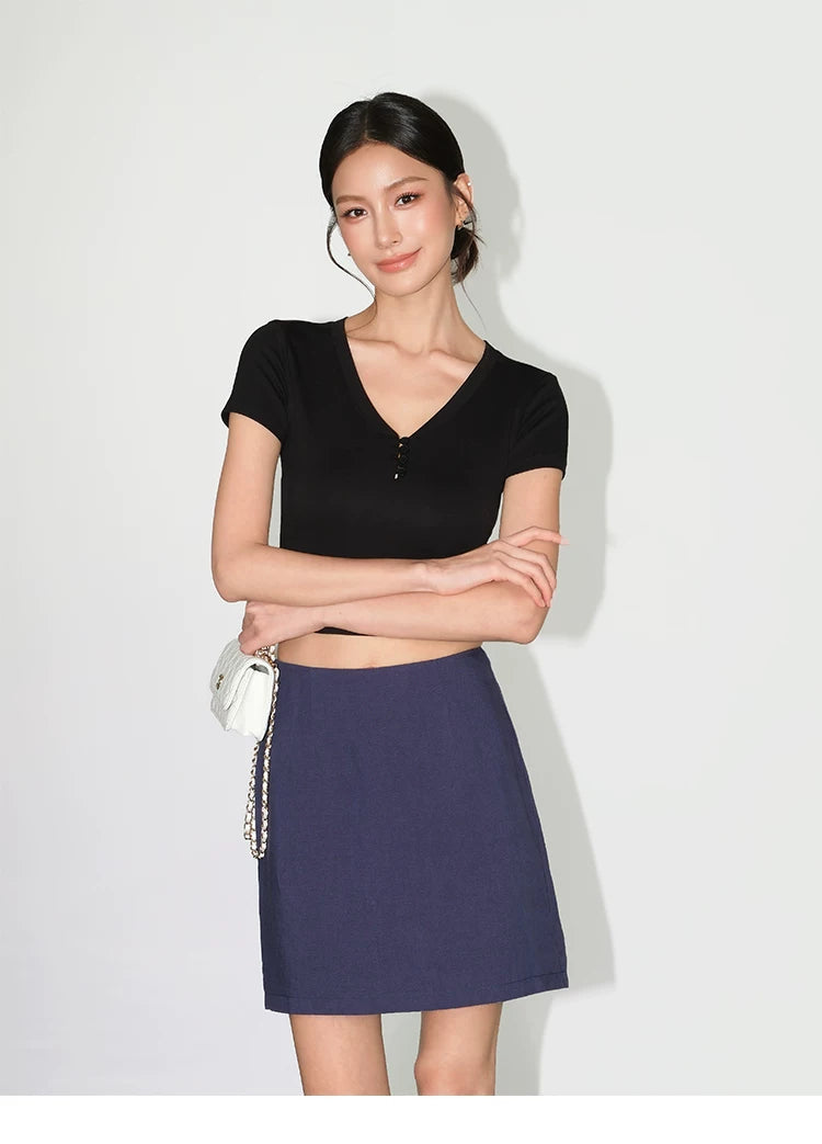 NEVA HU Skinny Sleeveless Vest Skirt Set