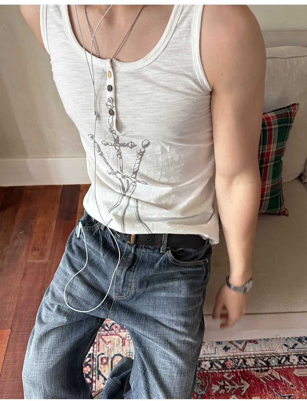 TREclub Henry Collar Button Casual Vest