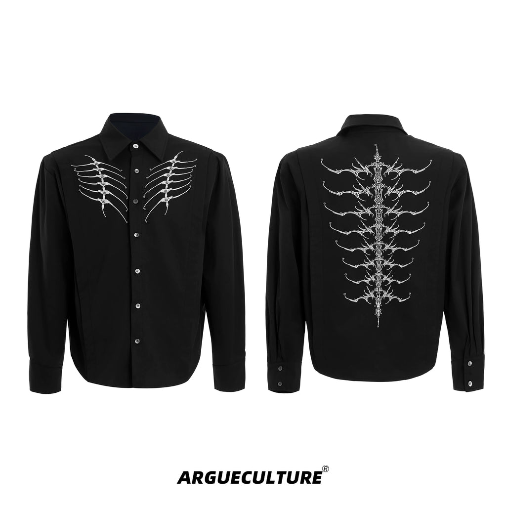 ArguECulturE Niche Embroidered Riveted Long-sleeved Shirt