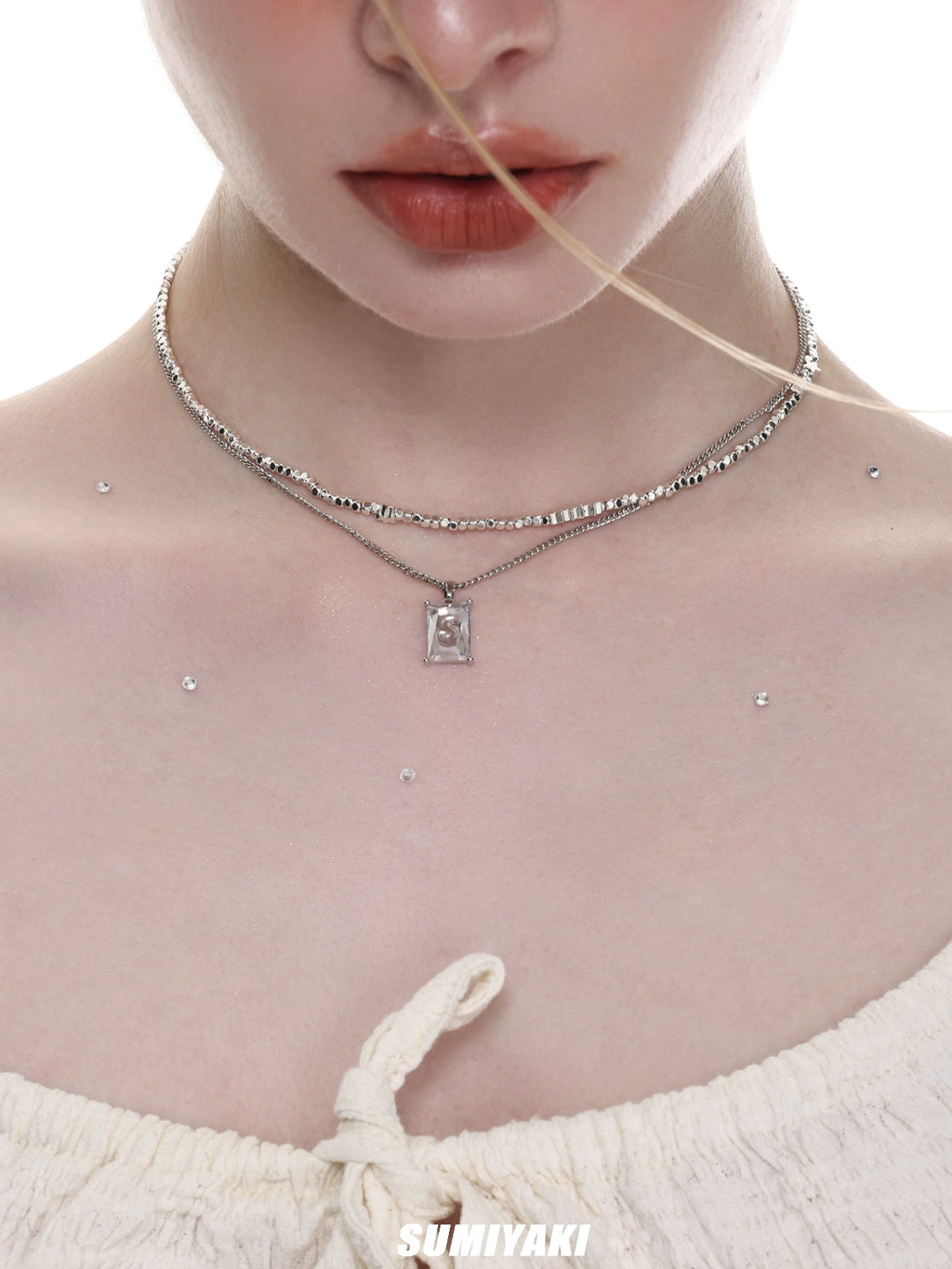 SUMIYAKI Double Layer Stacked Light Luxury Beaded Clavicle Chain