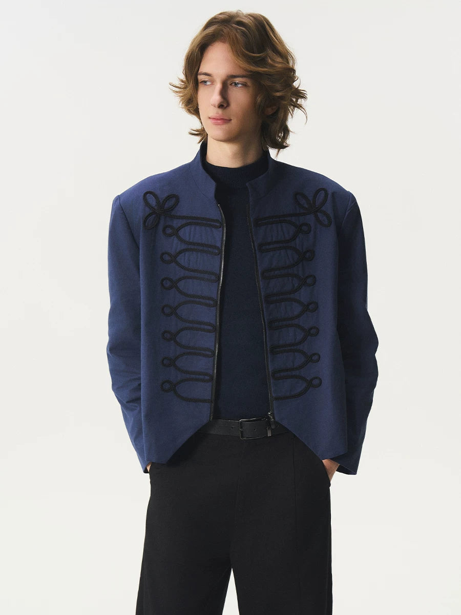 CNEW Stand-up Collar Strap Embroidered Short Jacket