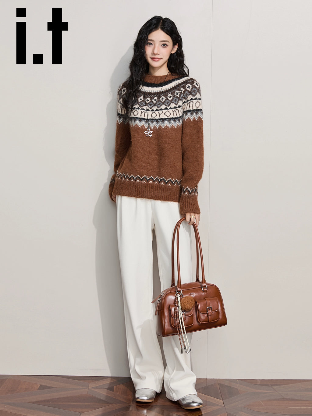 IT: CHOCOOLATE Vintage Contrast Lazy Knitted Bottom Shirt