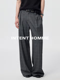 INTENT Plaid Double-pleated Simple Premium Loose Trousers