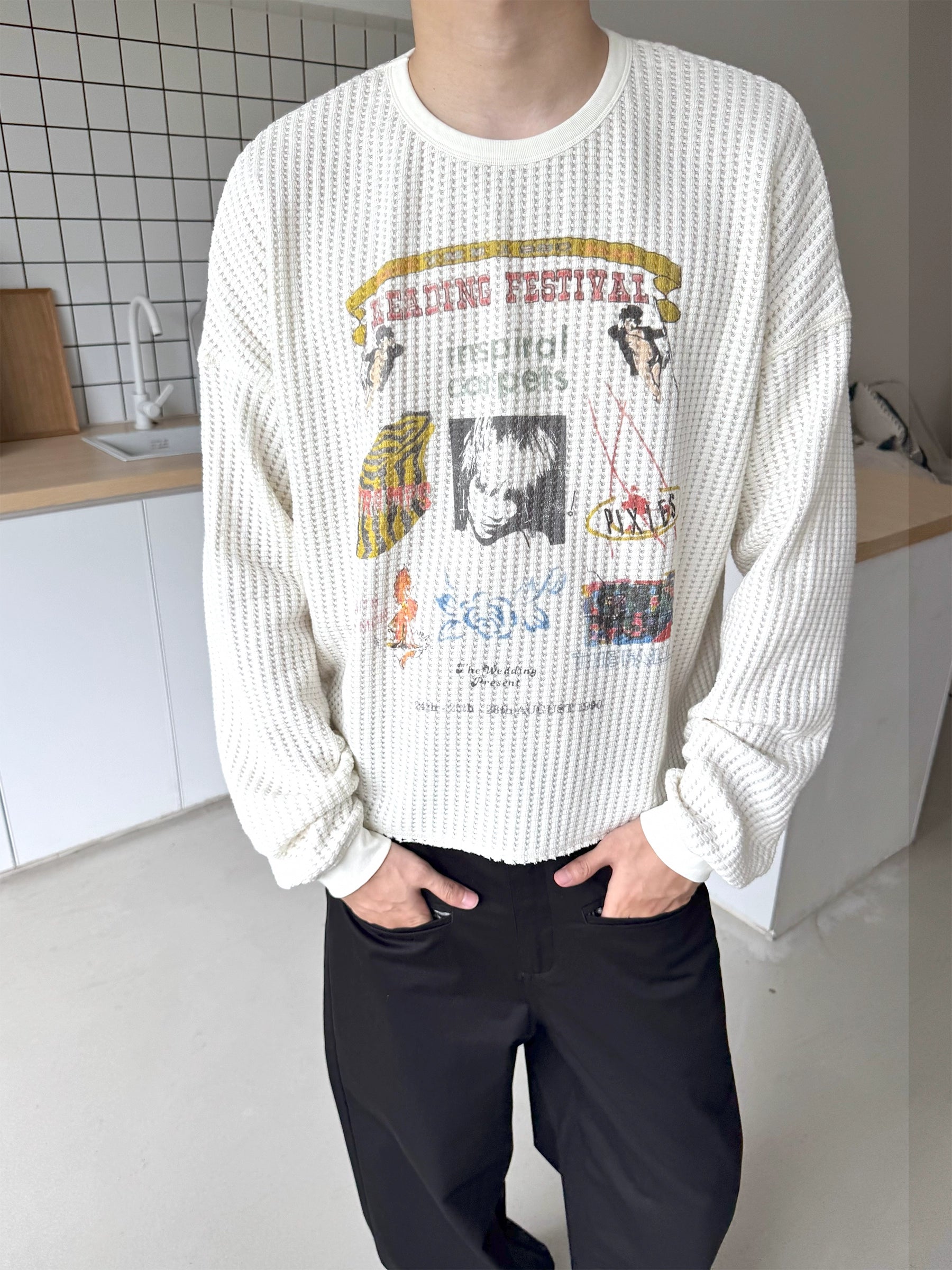 Erole Waffle Digital Printed Pullover Sweater