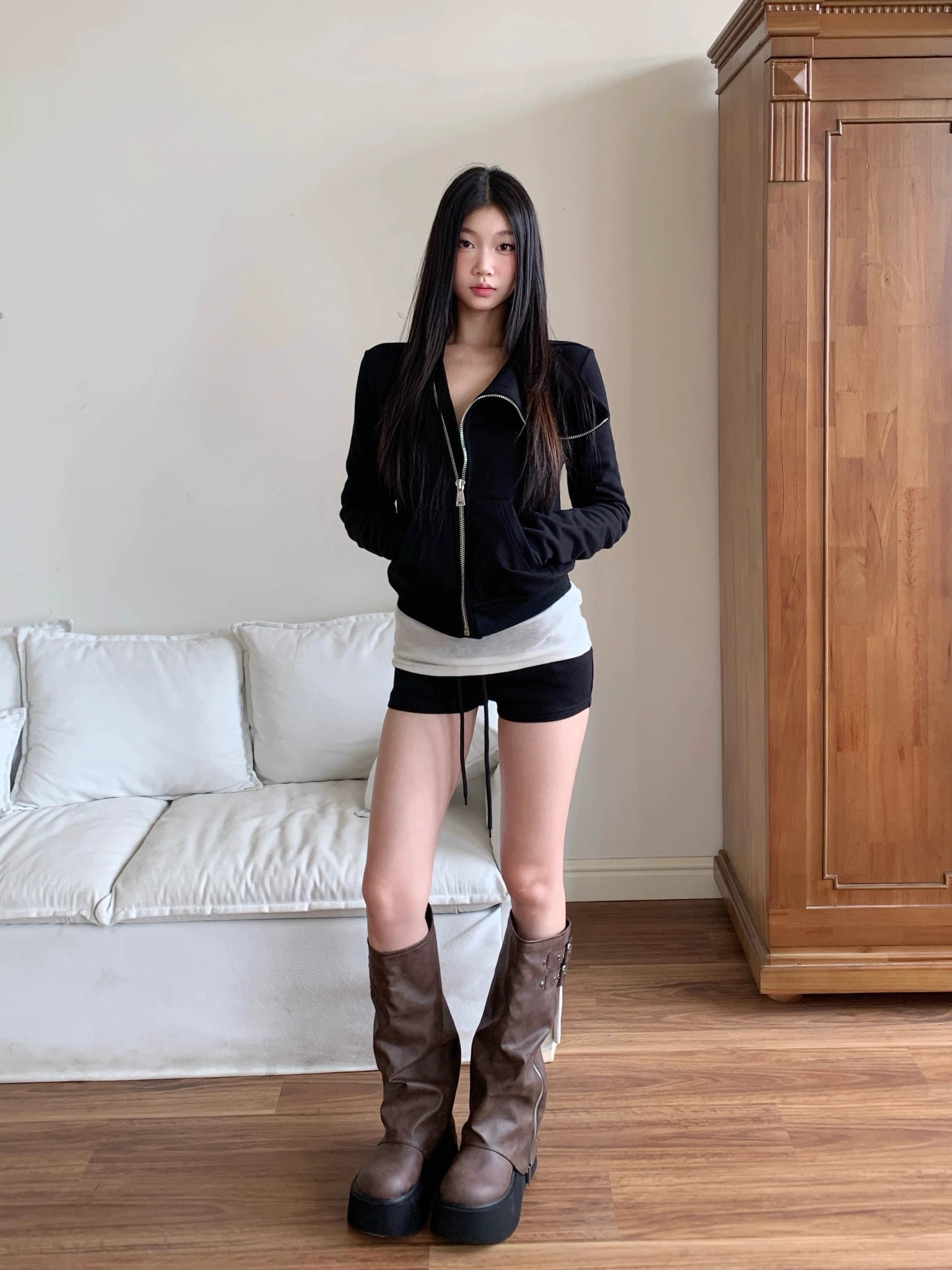 WITHMIN Short Slim and Slim Zipper Jacket