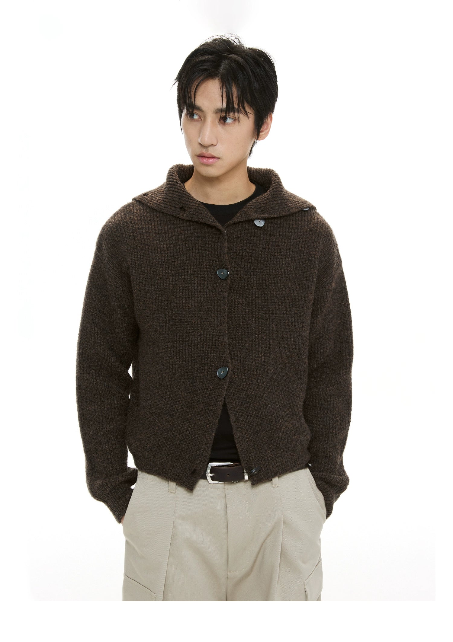 DIMC Wool Turtleneck Cardigan Sweater