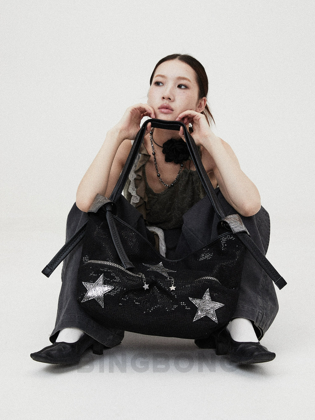 BINGBONG Retro Tote Bag Large Capacity Shoulder Messenger Bag