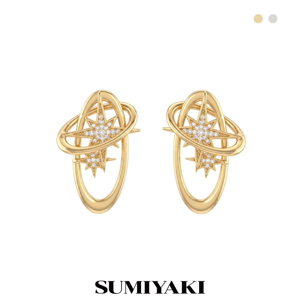 SUMIYAKI Premium Feeling Full Diamond Stud Earrings