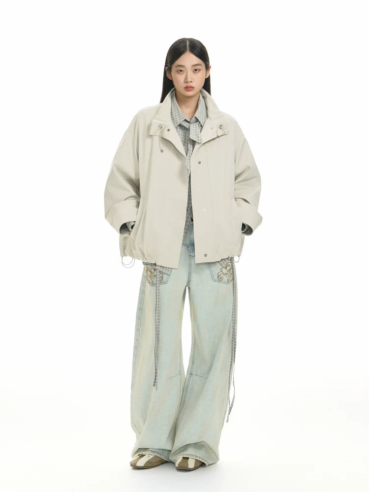 TGNS Casual Bud Collar Drawstring Jacket