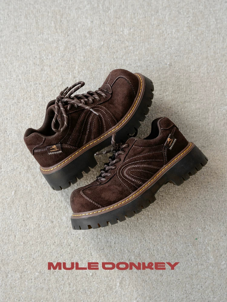 Donkey British Platform Big Head Leather Shoes