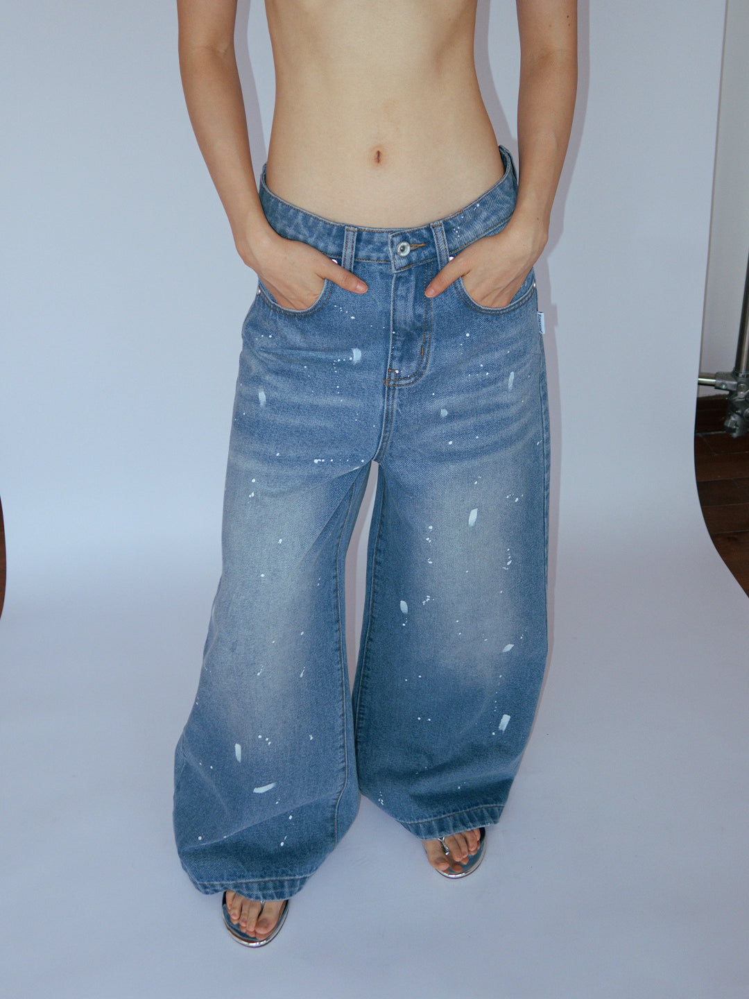 FUNKYFUN Irregular Ink Splashing Jeans