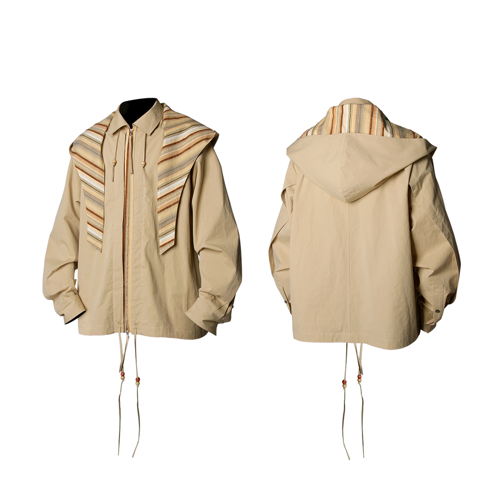 RELABEL Beaded Pleated Removable Hood Shirt