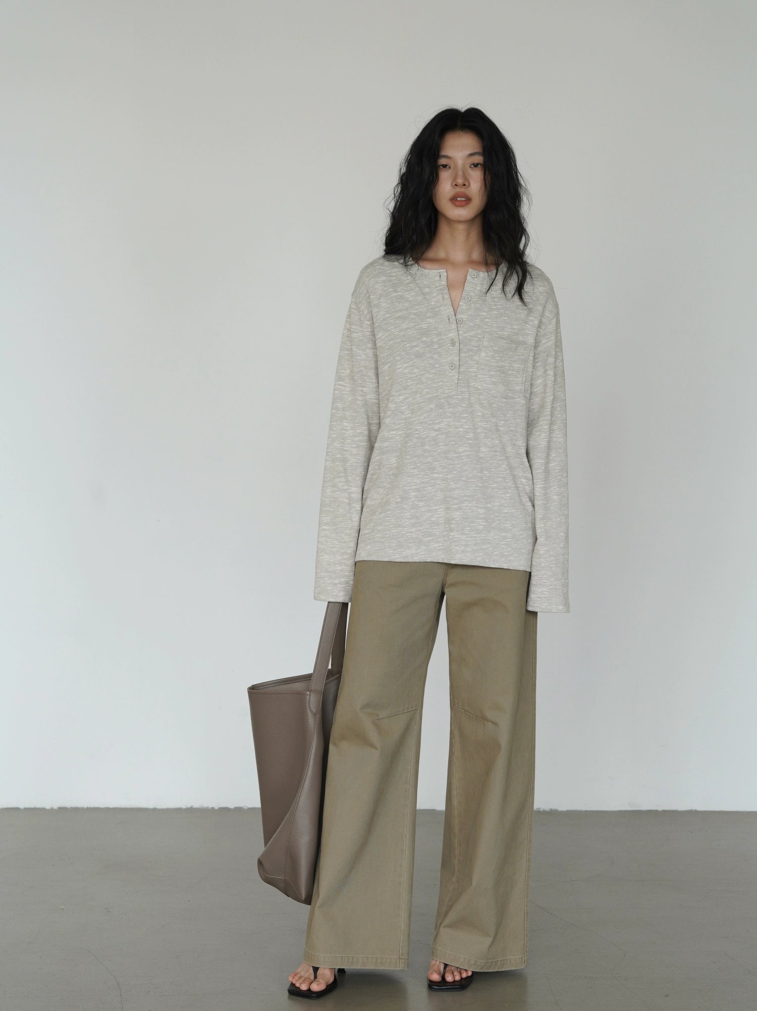 EIGHTHMONTH Korean Lazy Style V-neck Long Sleeve