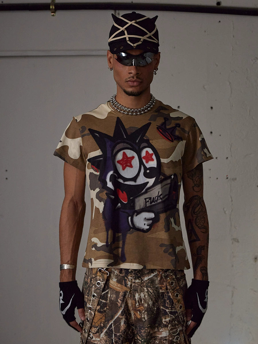 DND4DES Spoof Felix Print Slim Camouflage Tee