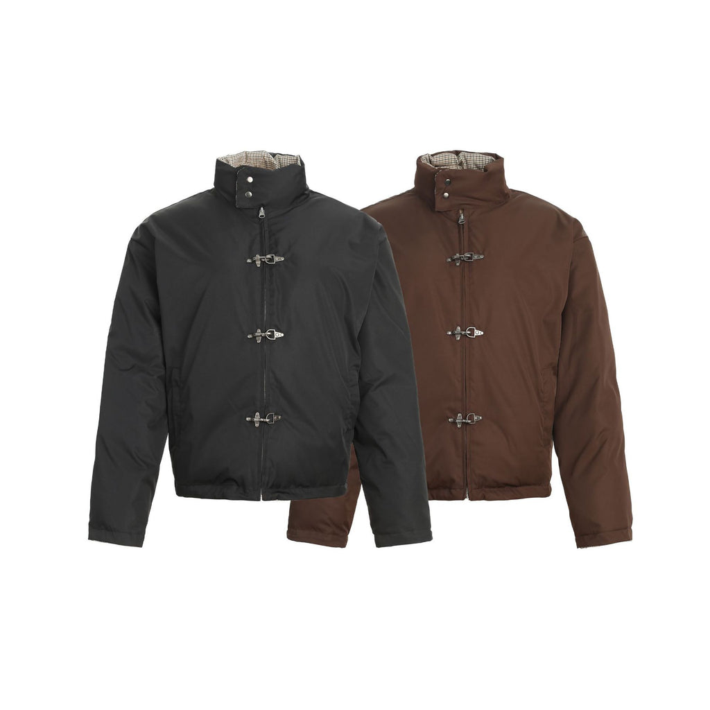 CHANYOOU Retro Double-sided Wear Splicing Thousand Bird Grid Thickened Cotton-padded Coat
