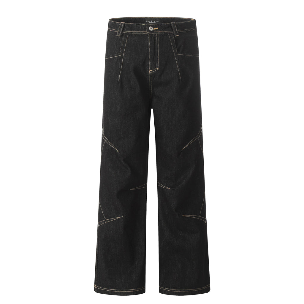 11KN Retro Three-dimensional Structure Washed Jeans