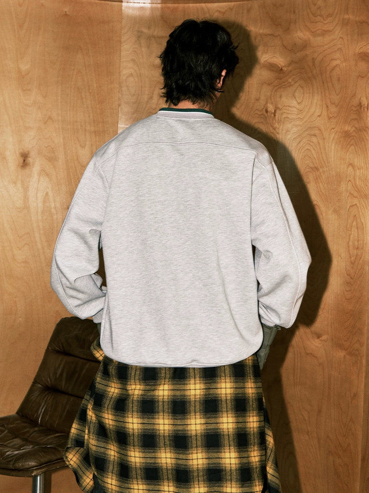 MATCHA STORYV Neck Print Loose-fitting Sport Sweater