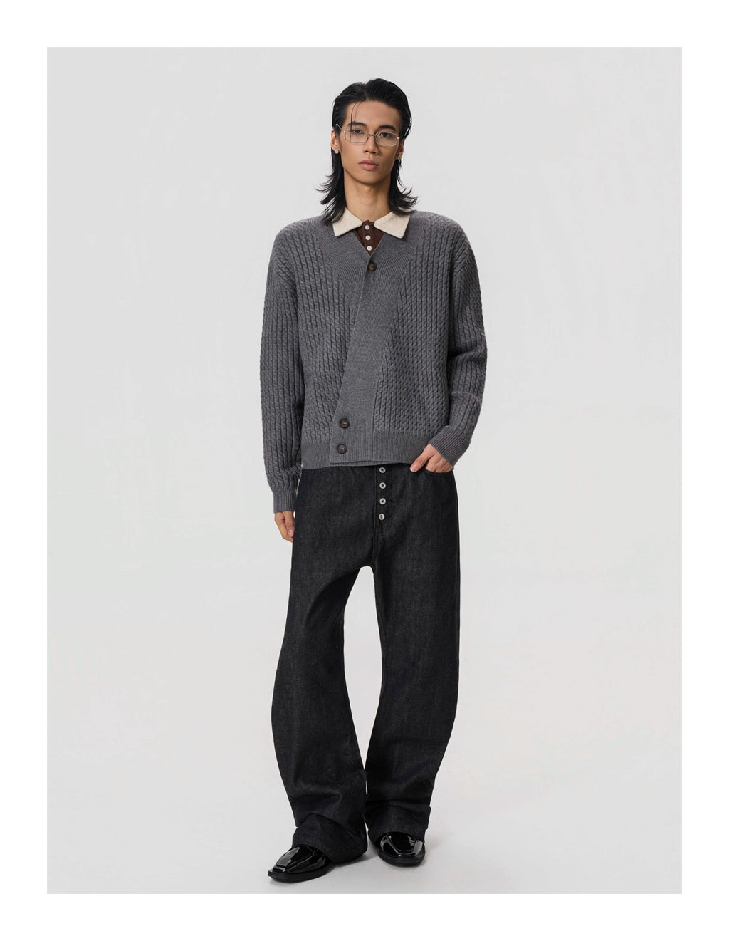 BTSG Vintage V-Neck Slack Cardigan Sweater Jacket