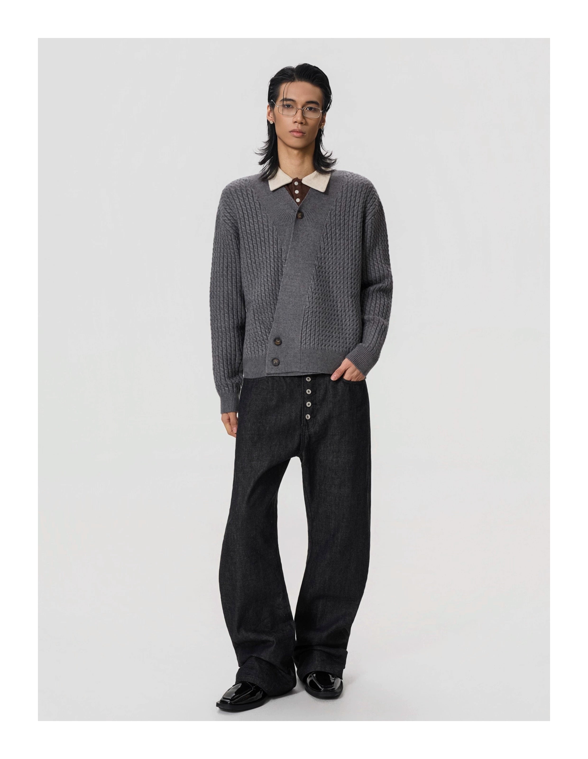 BTSG Vintage V-Neck Slack Cardigan Sweater Jacket