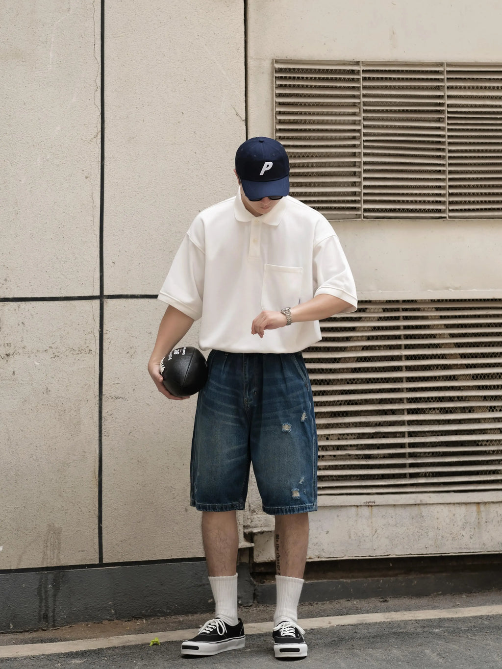 DESICCANT Wash Water and Make Old Japanese Loose Denim Shorts