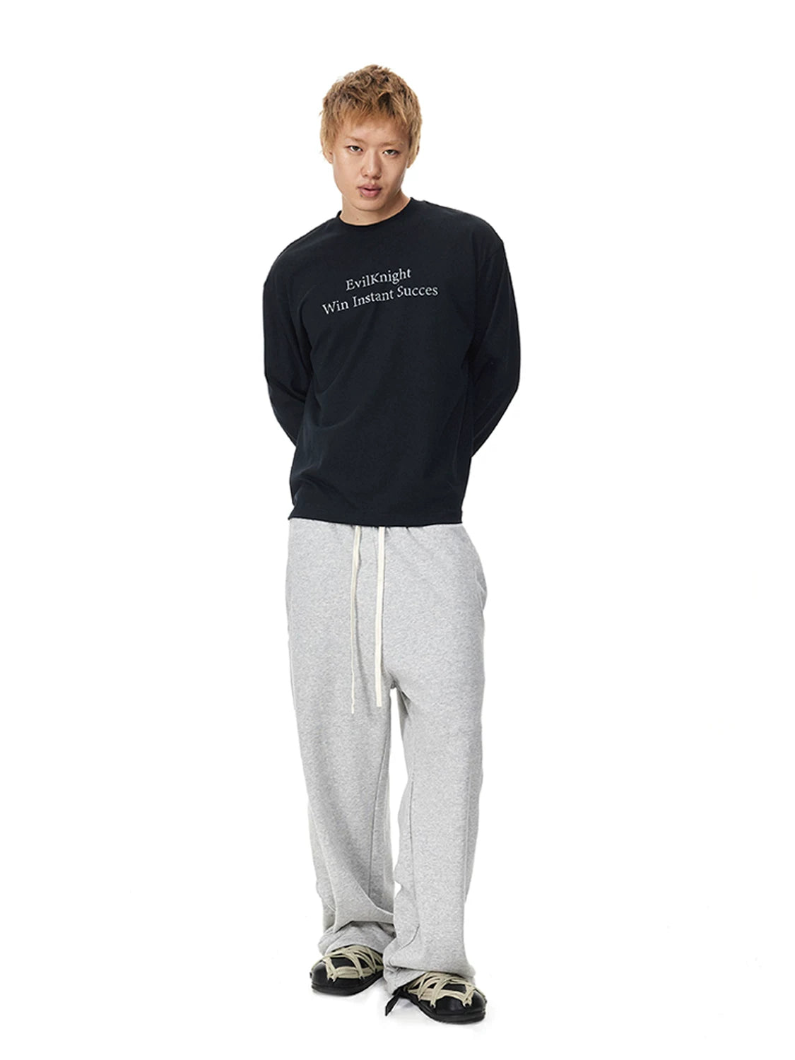 EK Vintage English Loose Casual Crew Neck Long Sleeve