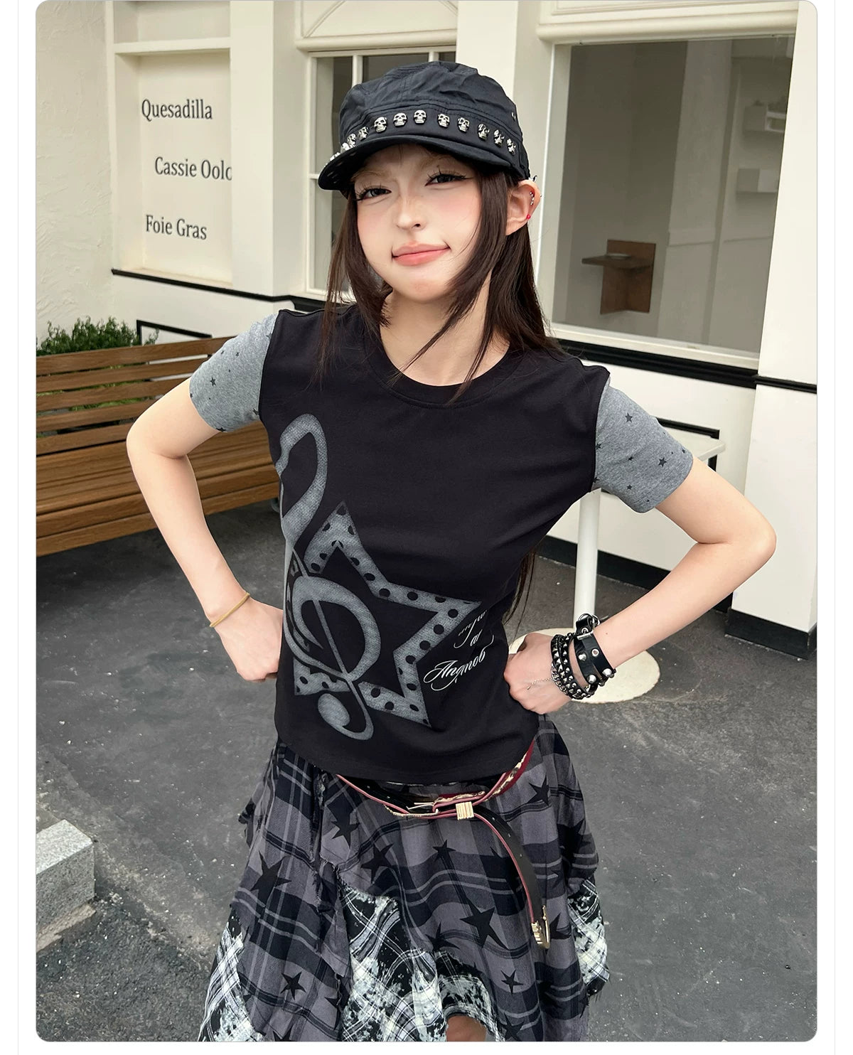 404MOB Versatile Sweet Music Note Print Thin Tee