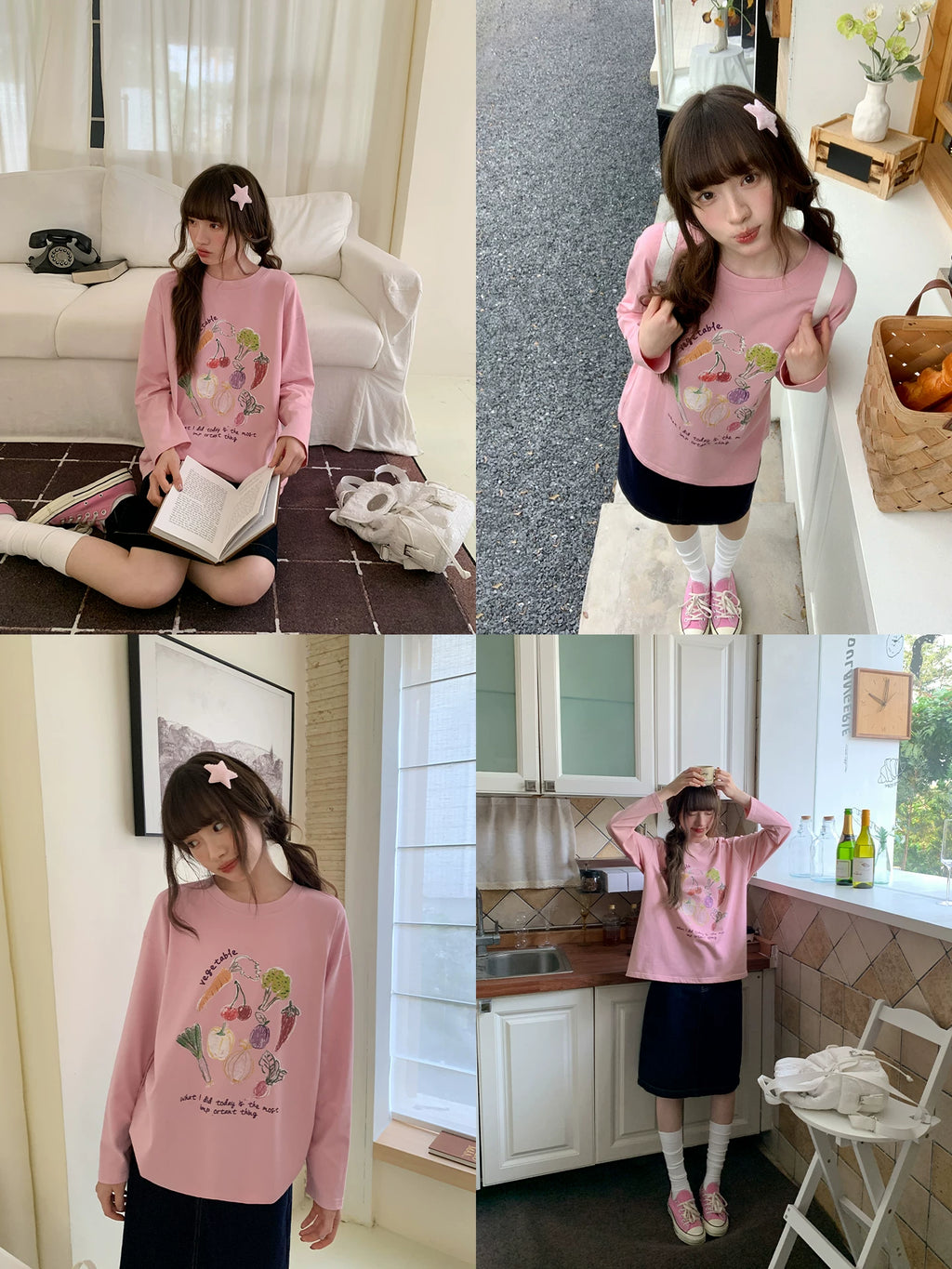 Kano Fun Graffiti Vegetable Print Long Sleeve
