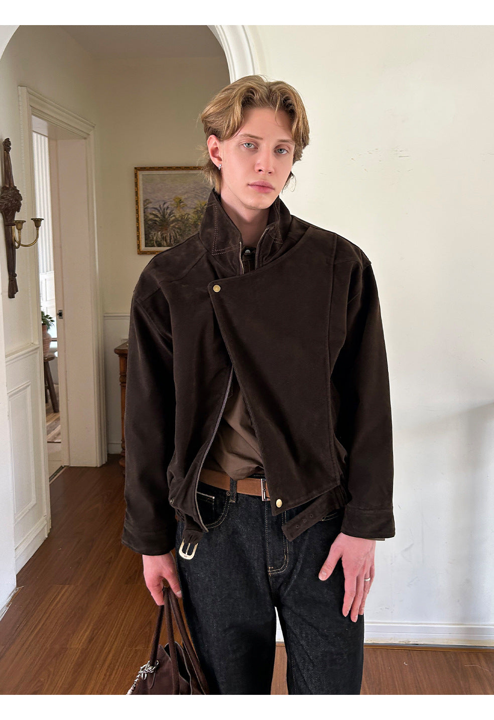 EME Retro Stand-up Collar Loose Fleece Jacket