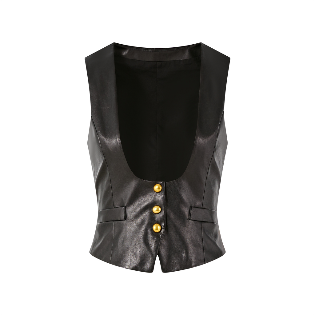 FINDYAWINGS See-through Shirt Vest Leather Shorts Set