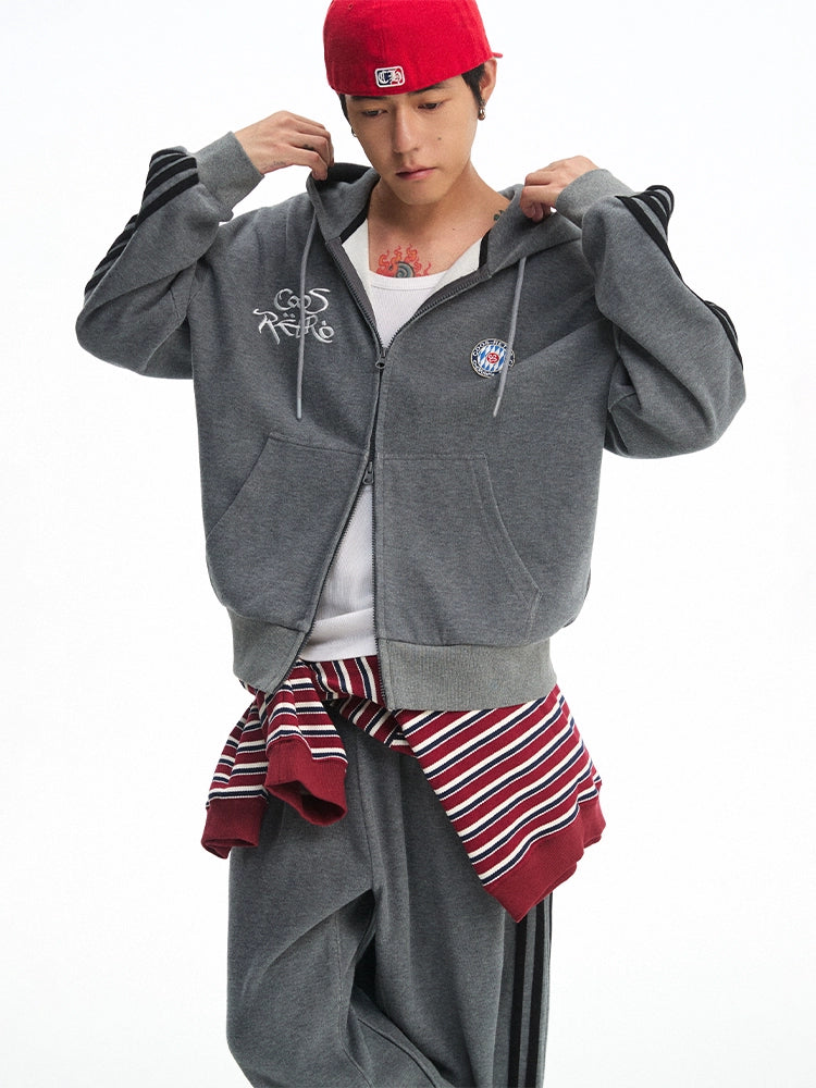 CoosRetro Casual Versatile Striped Cardigan Hooded Sweater