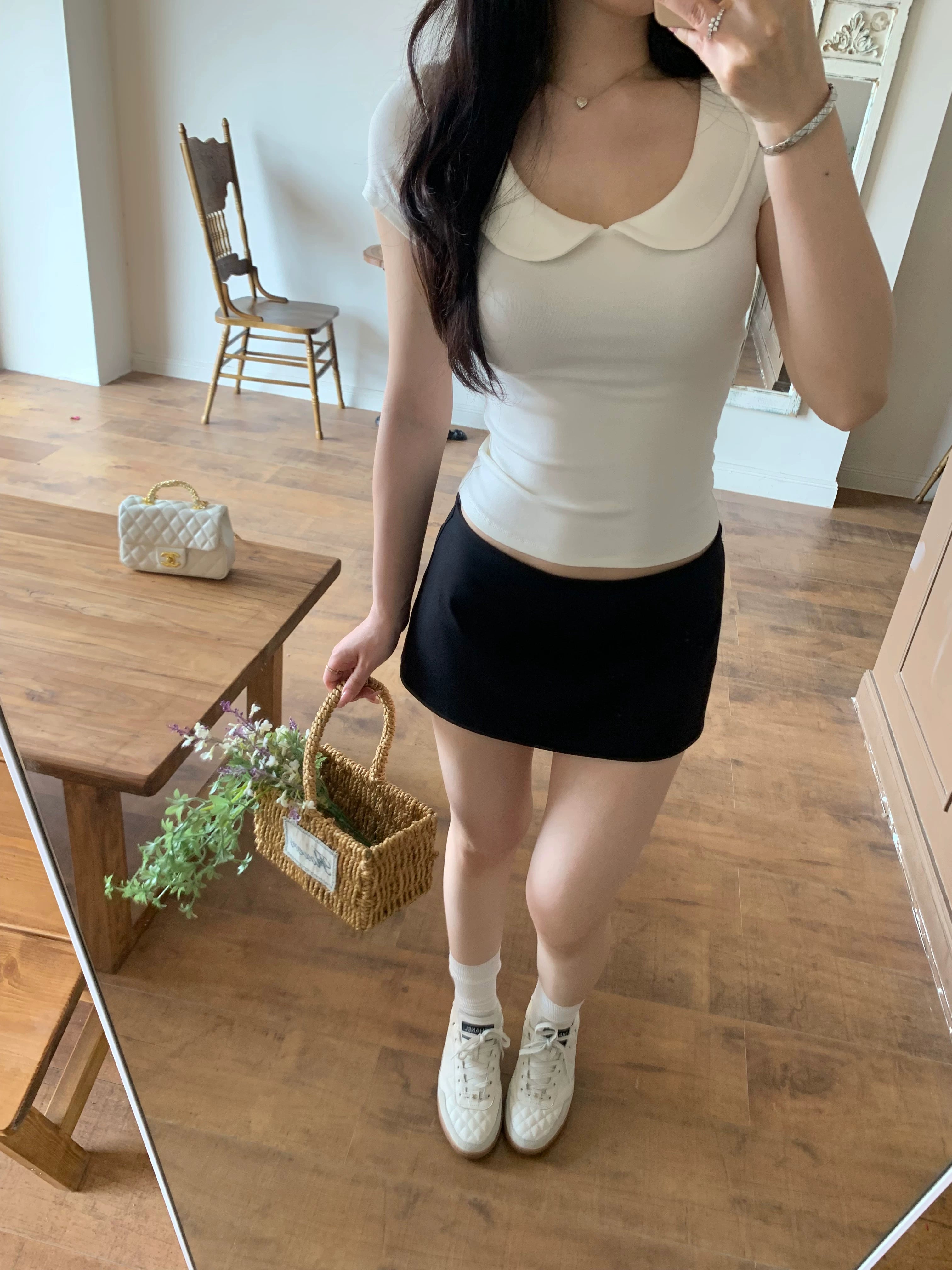 Popchee U-neck Simple Versatile Tee
