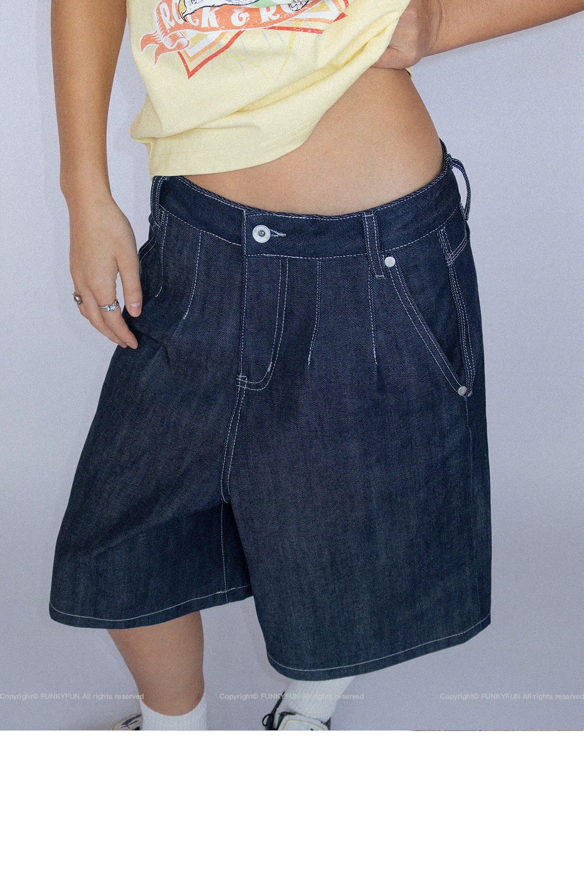 FUNKYFUN Vintage Loose Denim Shorts